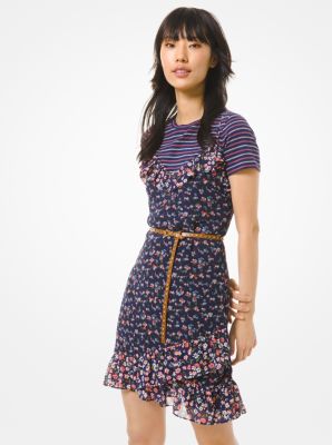 michael michael kors floral georgette shirtdress