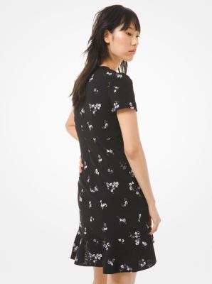 michael kors floral embroidered mesh dress