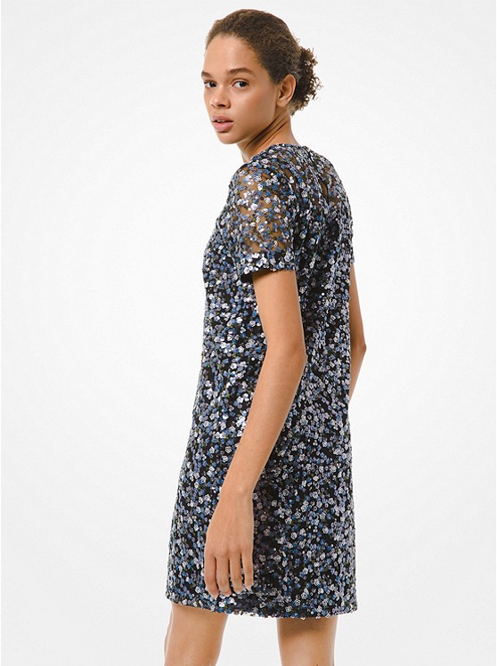 Floral Sequined T-Shirt Dress
