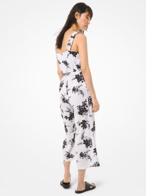 Floral Crepe Belted Jumpsuit