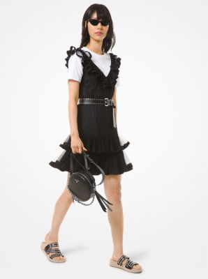 Flocked Tulle Ruffle Dress