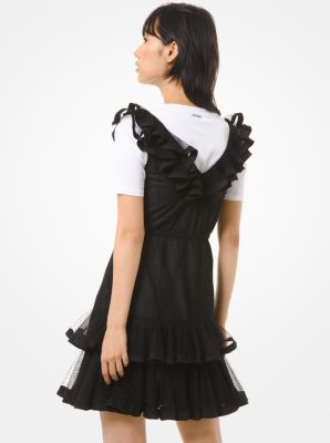 Flocked Tulle Ruffle Dress