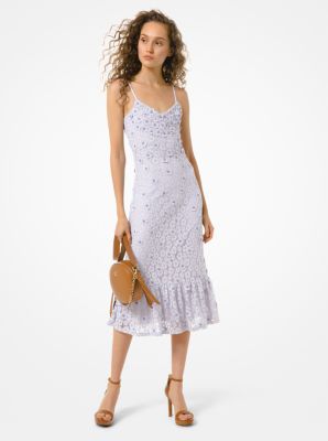 michael kors embellished embroidered lace dress