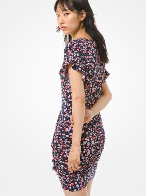 Floral Matte Jersey Ruffled Dress