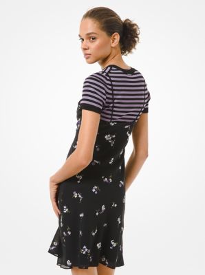 Floral Embroidered Crushed Georgette Slip Dress