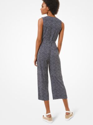 Floral Matte Jersey Belted Jumpsuit Michael Kors Canada