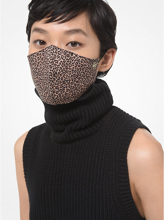 Masque en coton extensible à imprimé léopard image number 0