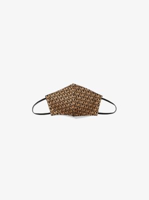 Logo Stretch Cotton Face Mask in BLK/DKCAMEL | Michael Kors