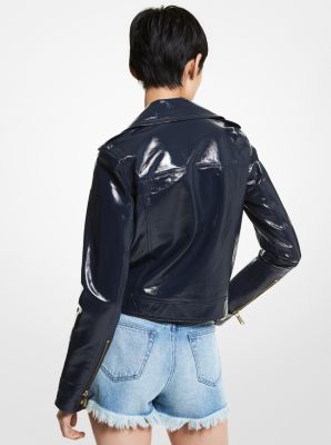 michael michael kors crinkled leather moto jacket