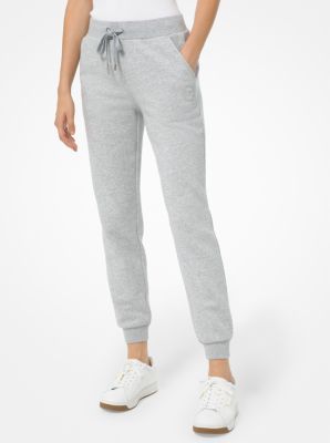 Drawstring Organic Cotton Blend Joggers in PEARL GREY | Michael Kors