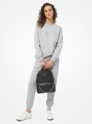 Drawstring Organic Cotton Blend Joggers in PEARL GREY | Michael Kors