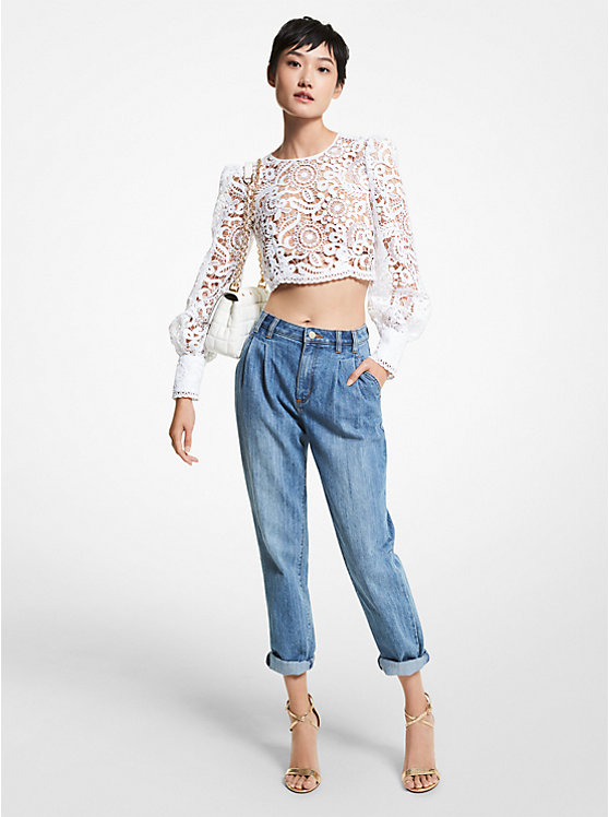 Floral Lace Cropped Top image number 0