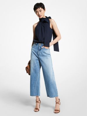 Stretch Cotton Poplin Halter Top image number 0
