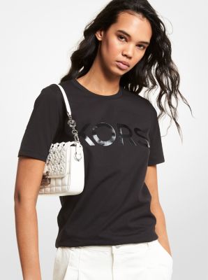 Logo Organic Cotton Jersey T-Shirt in BLACK | Michael Kors
