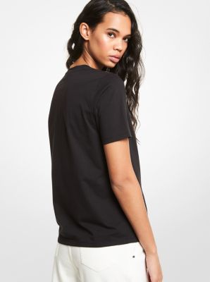 Logo Organic Cotton Jersey T-Shirt in BLACK | Michael Kors