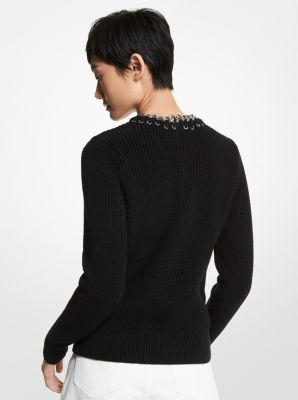 Chain Embellished Supima Cotton Sweater Michael Kors Canada [CA]