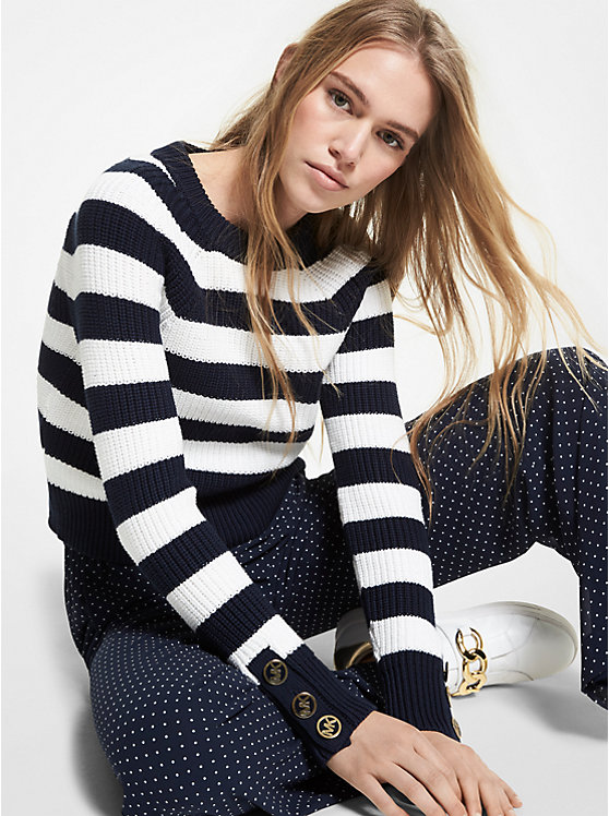 Striped Ribbed Cotton Sweater image number 0