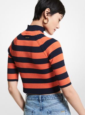 Pull rayé à manches courtes en viscose extensible image number 1