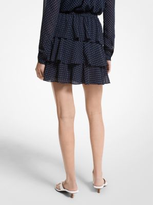 Polka Dot Georgette Tiered Skirt