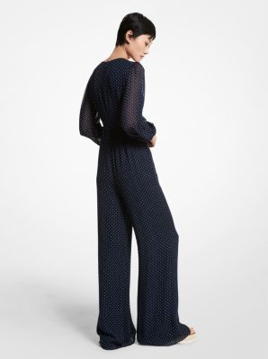 Polka Dot Georgette Jumpsuit Michael Kors