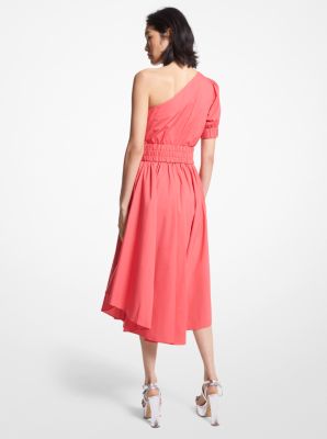Stretch Cotton Poplin One-Shoulder Dress image number 1