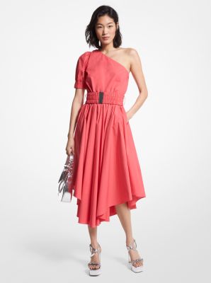 Stretch Cotton Poplin One-Shoulder Dress | Michael Kors