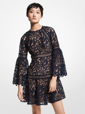 paisley lace bell sleeve dress