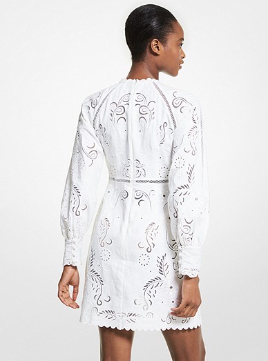 Floral Embroidered Hemp Mini Dress | Michael Kors