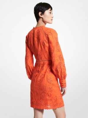 Floral Embroidered Hemp Mini Dress image number 1