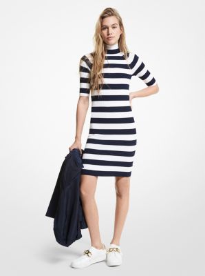 Striped Stretch Viscose Turtleneck Dress | Michael Kors