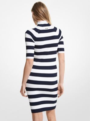 Striped Stretch Viscose Turtleneck Dress image number 1