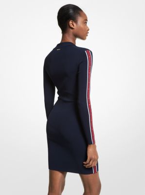 即発★Michael Kors Logo Taping Zippered Dress Logo Tape Ribbed Knit Zip Dress | Michael Kors [US]