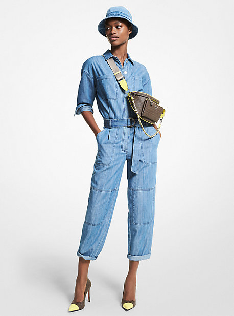 Womens Clothing Jumpsuits and rompers Playsuits MICHAEL Michael Kors Denim Jumpsuit in Blue 