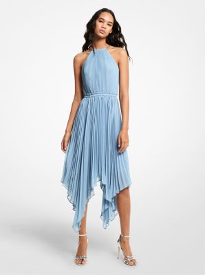 Michael kors georgette store pleated halter dress