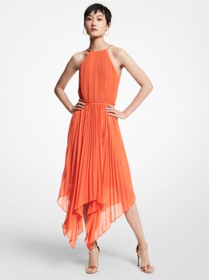 Pleated Georgette Halter Dress 