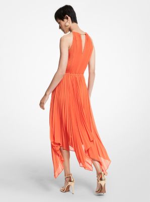 Pleated Georgette Halter Dress Michael Kors Canada