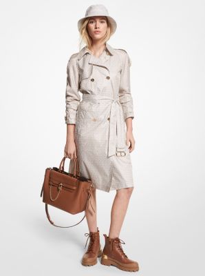 Michael Kors Monogram Print Belted Trench Coat - Farfetch