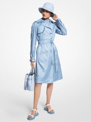 Logo Print Satin Ciré Trench Coat | Michael Kors