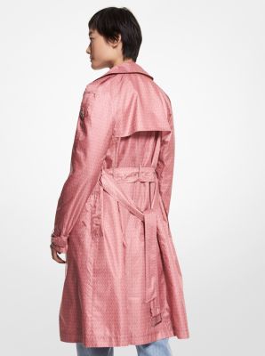 Trenchcoat van satijn met een waxlaag en logoprint image number 1