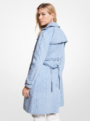 Logo Denim Jacquard Trench Coat image number 1