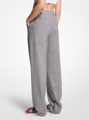 Linen Blend Wide-Leg Pants | Michael Kors Canada [CA]