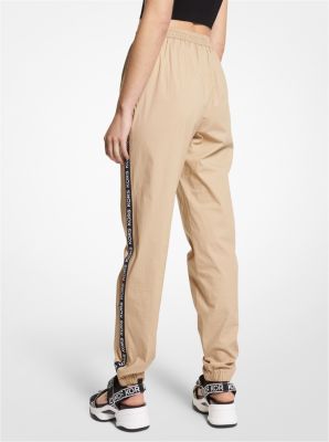Logo Tape Stretch Organic Cotton Poplin Joggers