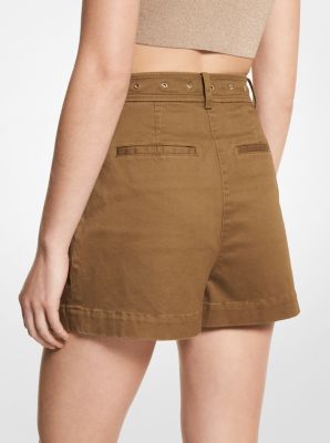 Stretch Organic Cotton Belted Shorts