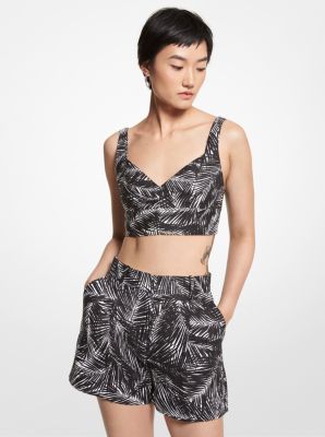 Palm Linen Bra Top  Michael Kors Canada