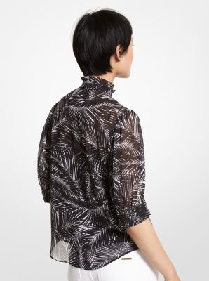 Palm Georgette Puff Sleeve Blouse image number 1