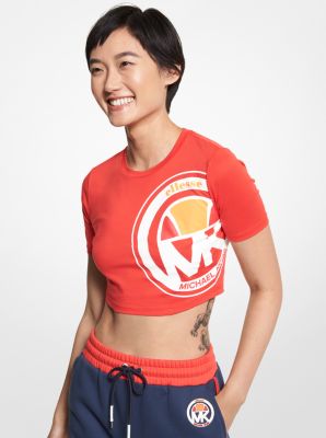 Haut court MK X ellesse en coton biologique &agrave; logo in ROUGE &Eacute;CARLATE FLAMME | Michael Kors