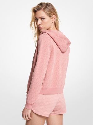 Chandail &agrave; capuchon en jacquard &agrave; logo &agrave; fermeture &eacute;clair