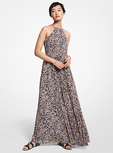 Floral Pleated Georgette Dress | Michael Kors