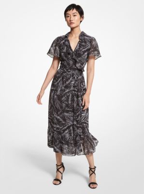 Palm Georgette Wrap Dress image number 0