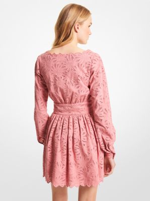 Kleid aus Baumwolle mit Lochstickerei und Palmenmuster image number 1